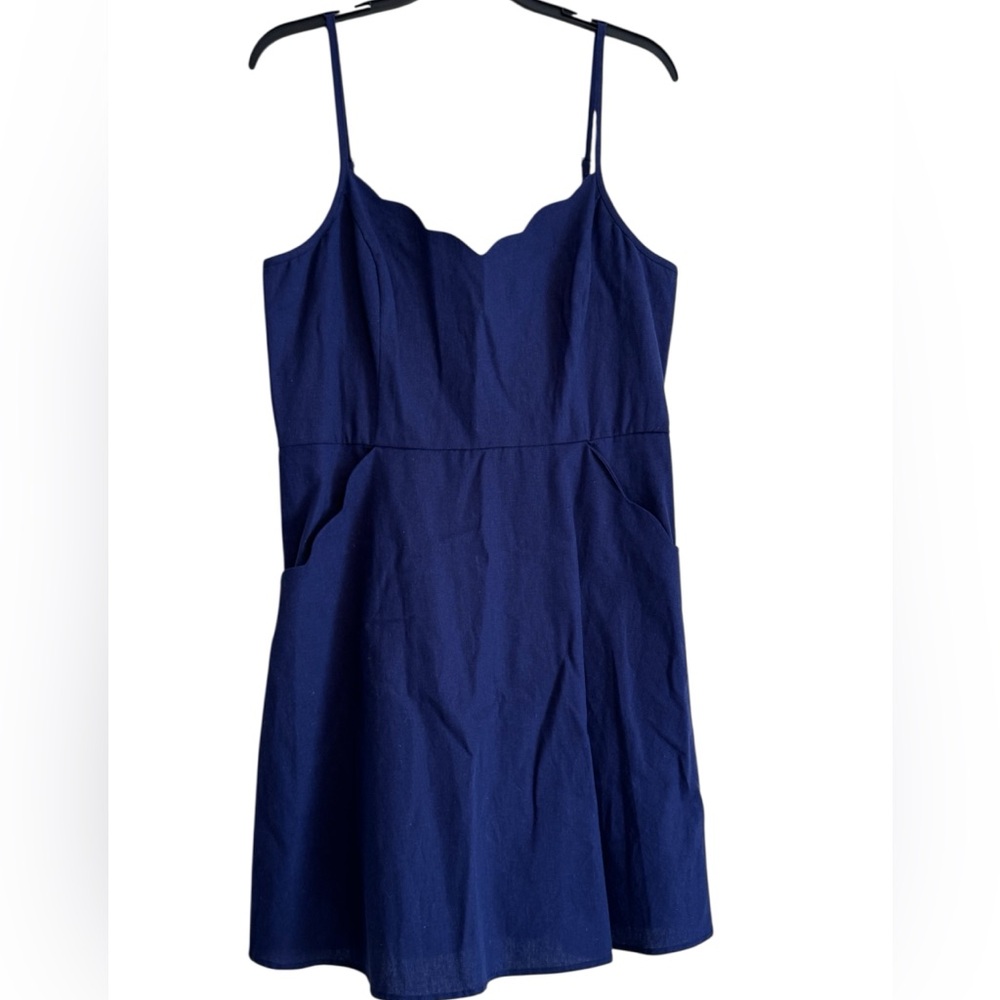 Market & Spruce Blue Crissie Linen Blend Dress